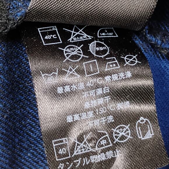 Cheap Monday Flannel Shirt Dress Medium Blue and Black Long Sleeve Button Down - Picture 11 of 11